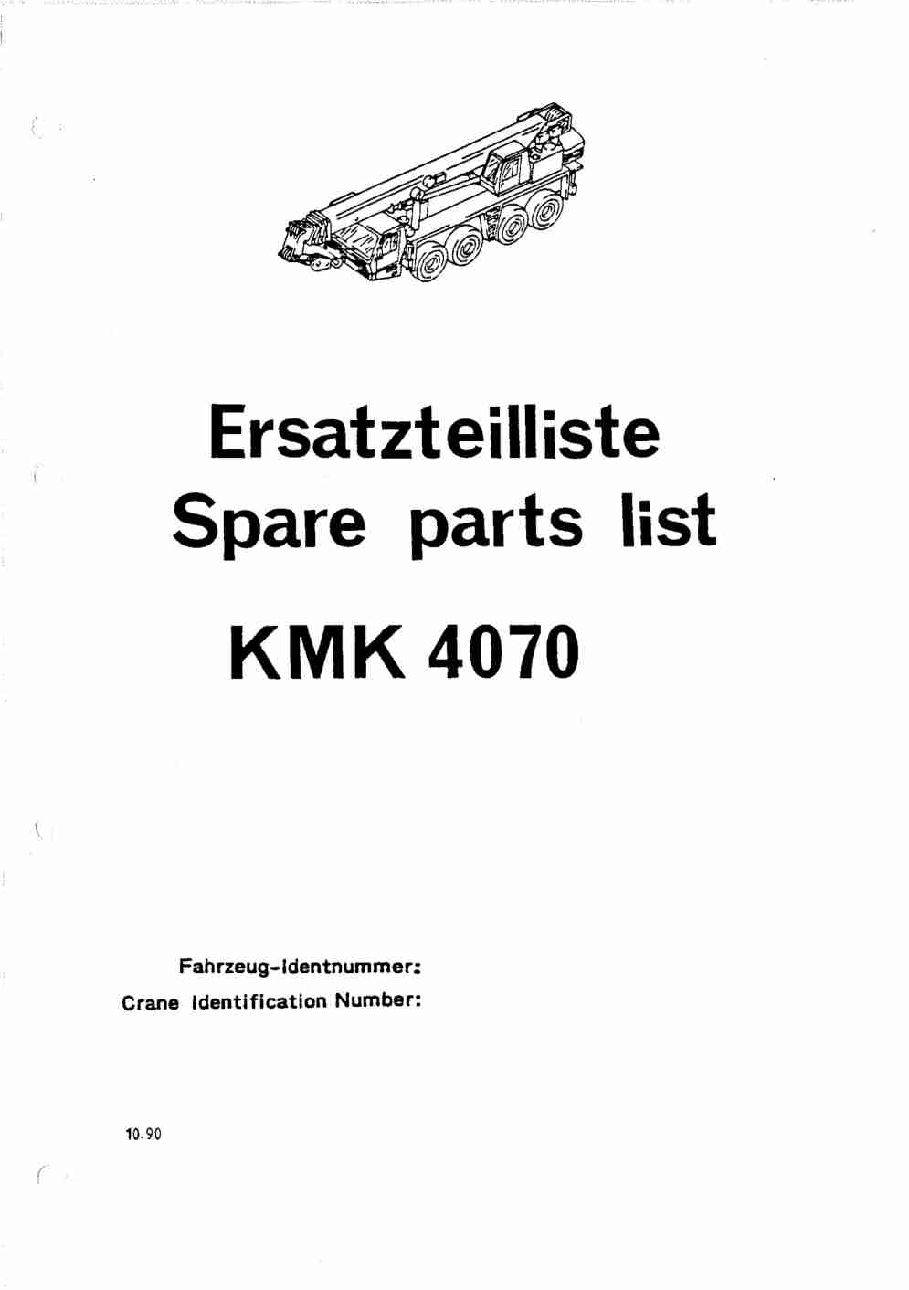 Krupp KMK 4070 Crane Spare Parts List 1990-10 DE EN