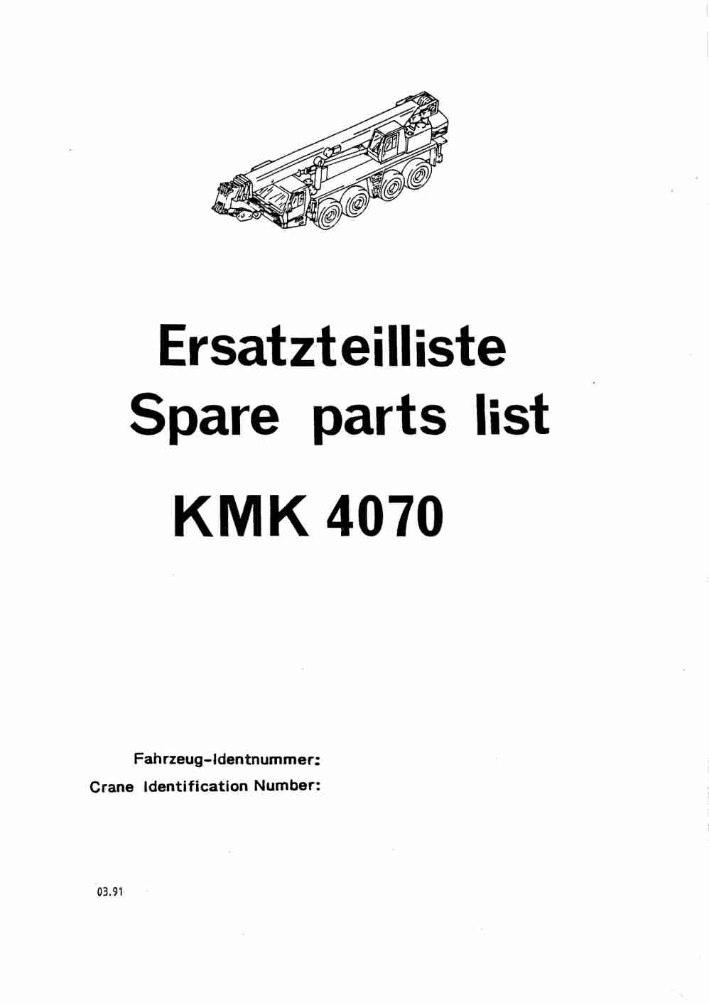 Krupp KMK 4070 Crane Spare Parts List 1991-03 DE EN