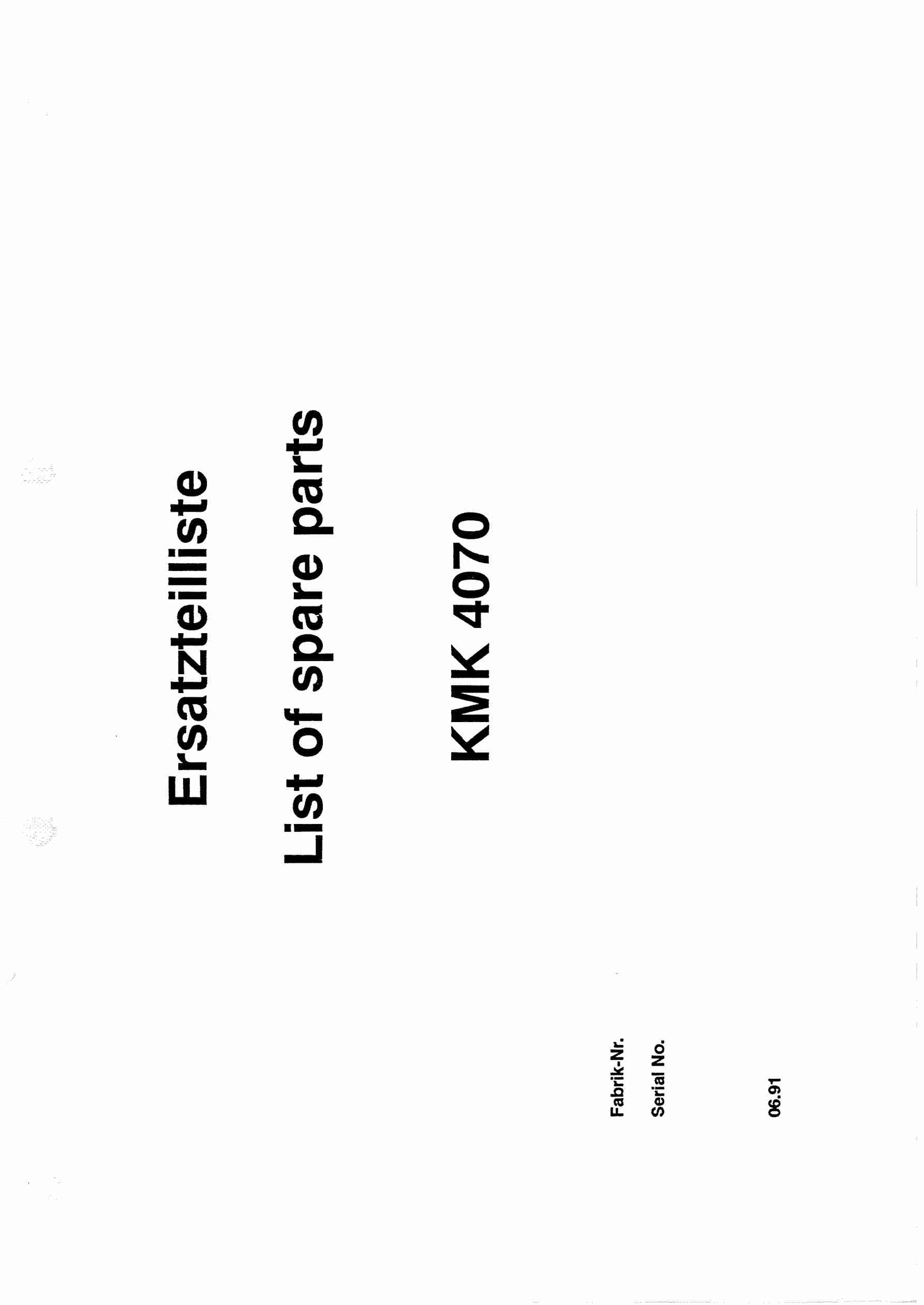 Krupp KMK 4070 Crane Spare Parts List 1991-06 DE EN