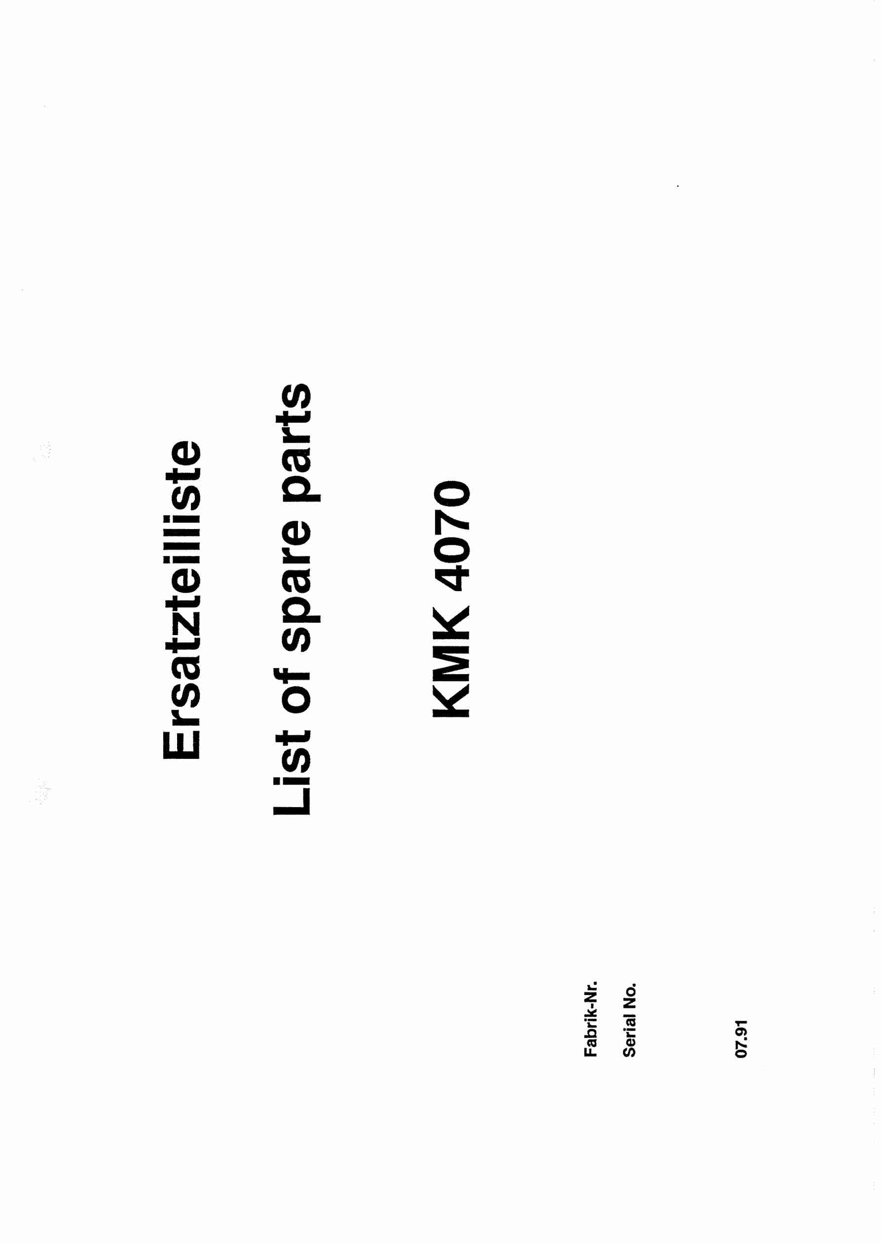 Krupp KMK 4070 Crane Spare Parts List 1991-07 DE EN