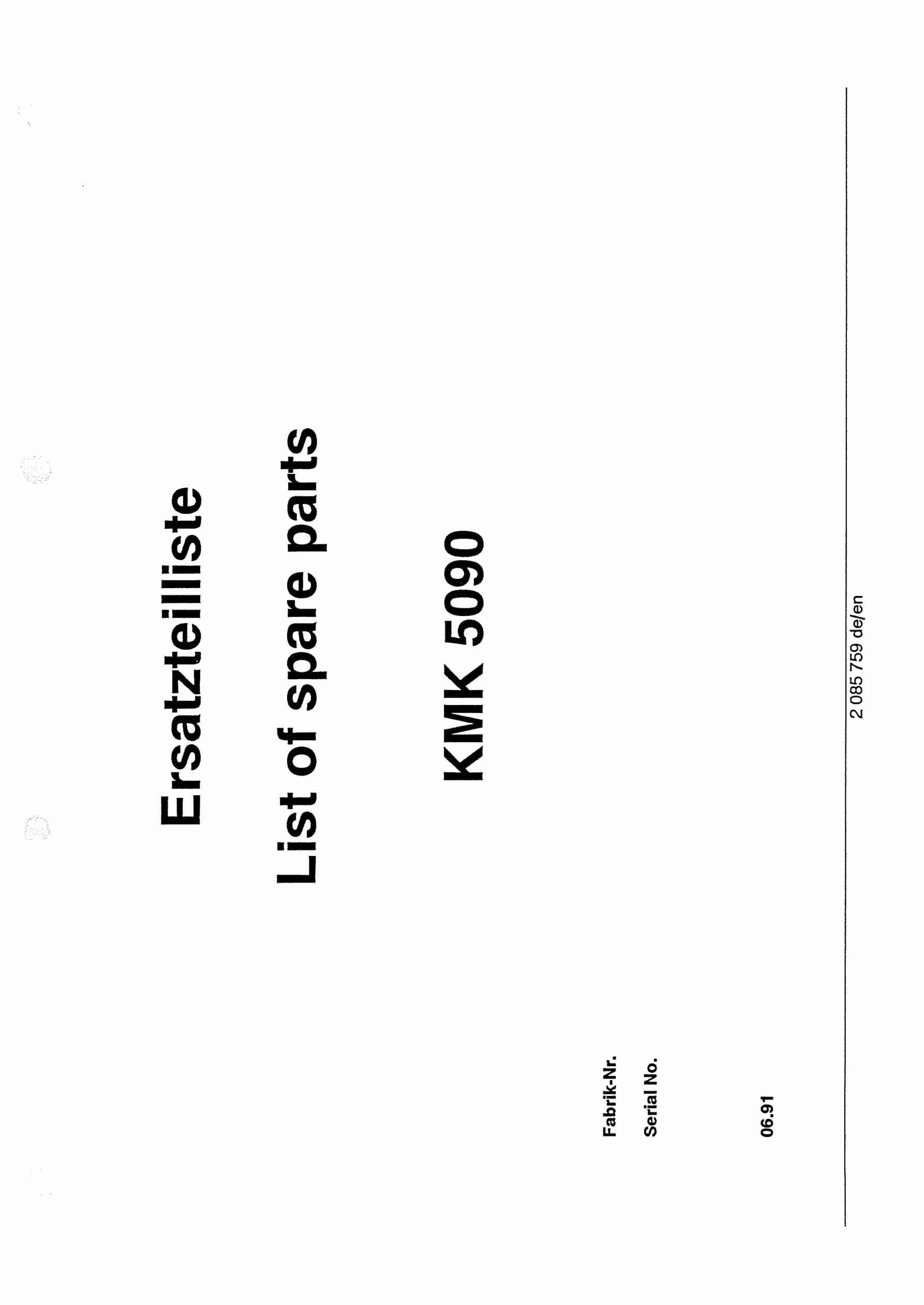 Krupp KMK 5090 Crane Spare Parts List 1991-06 EN DE