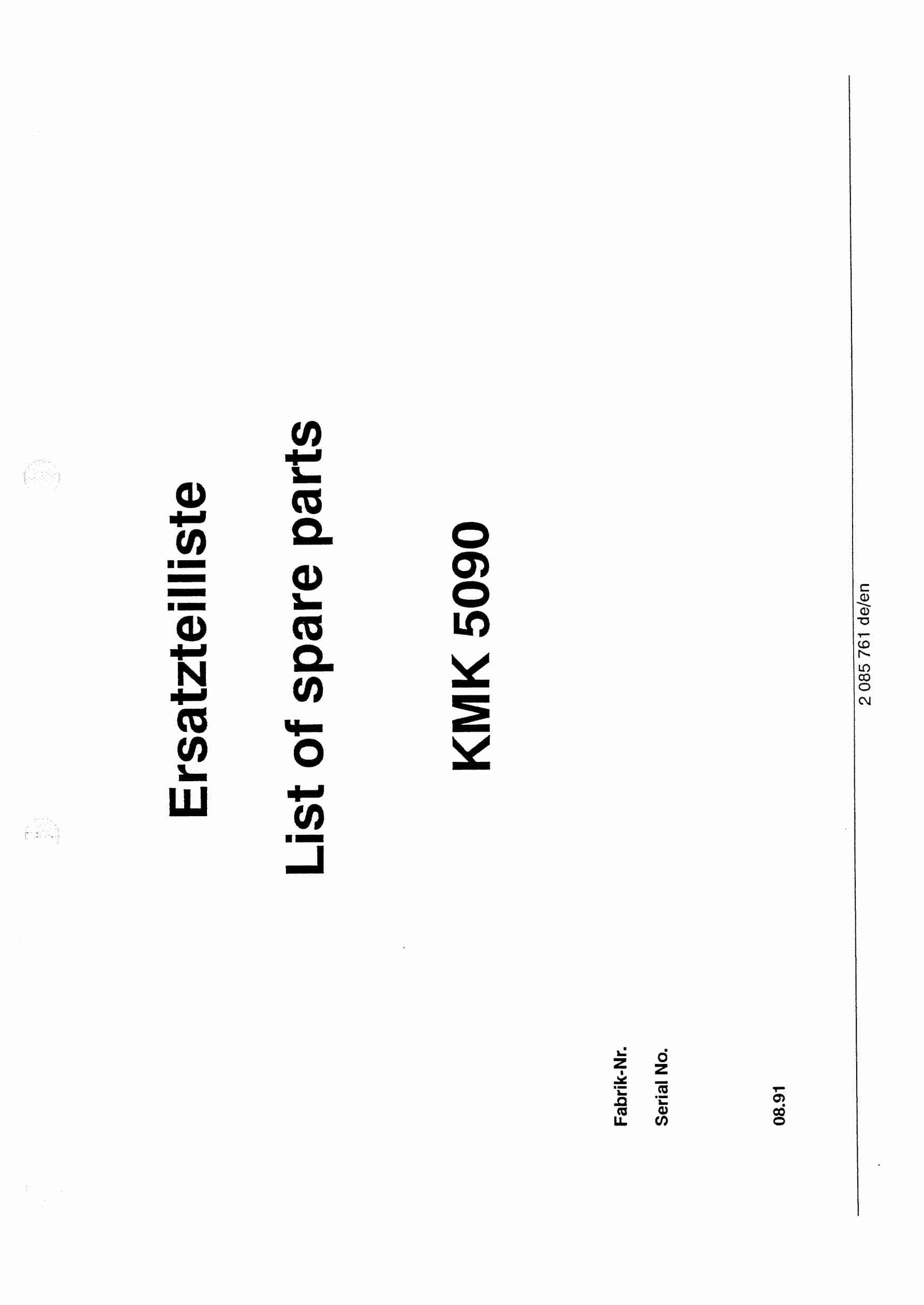 Krupp KMK 5090 Crane Spare Parts List 1991-08 DE EN