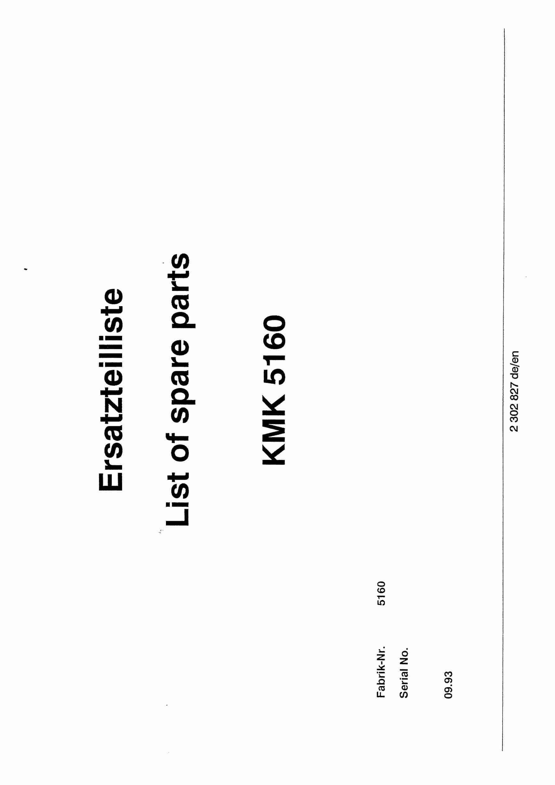 Krupp KMK 5160 Crane Spare Parts List 1993 DE EN