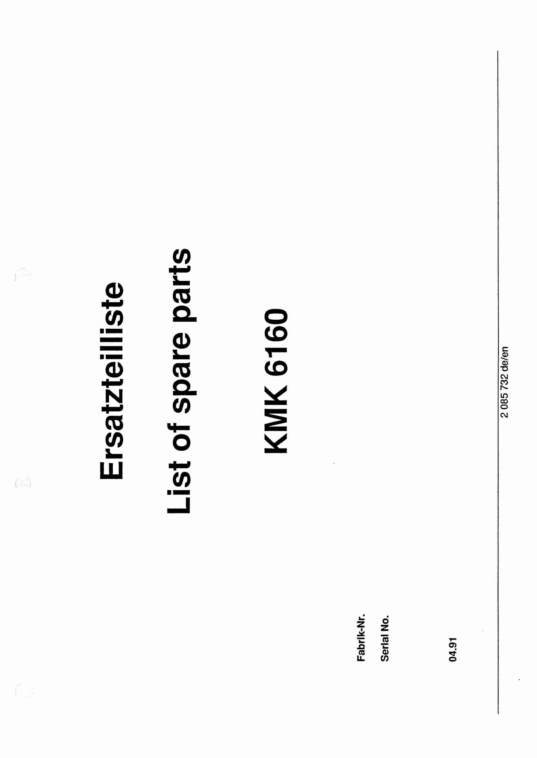 Krupp KMK 6160 Crane Spare Parts List 1991 DE EN