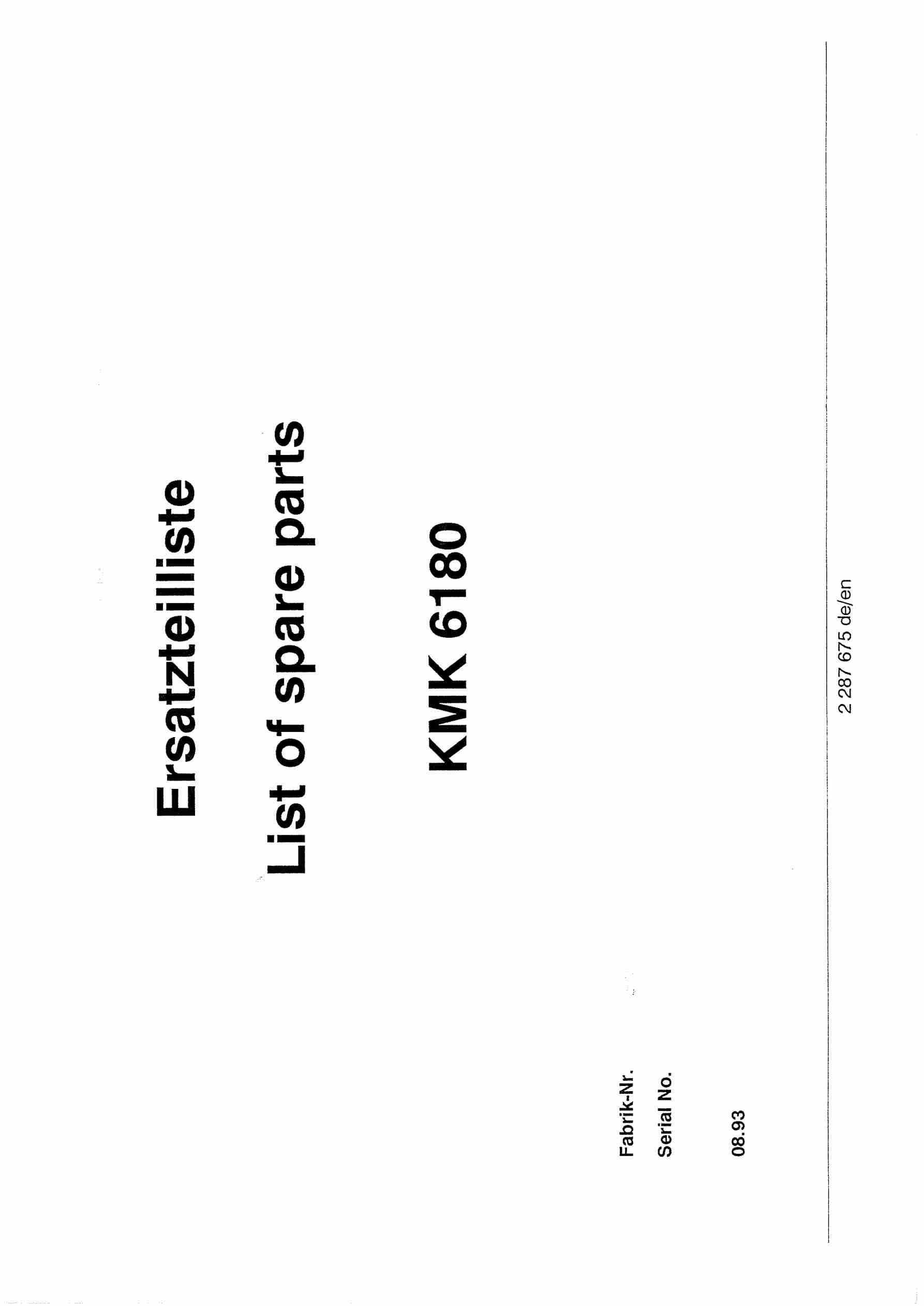 Krupp KMK 6180 Crane Spare Parts List 1993 EN DE