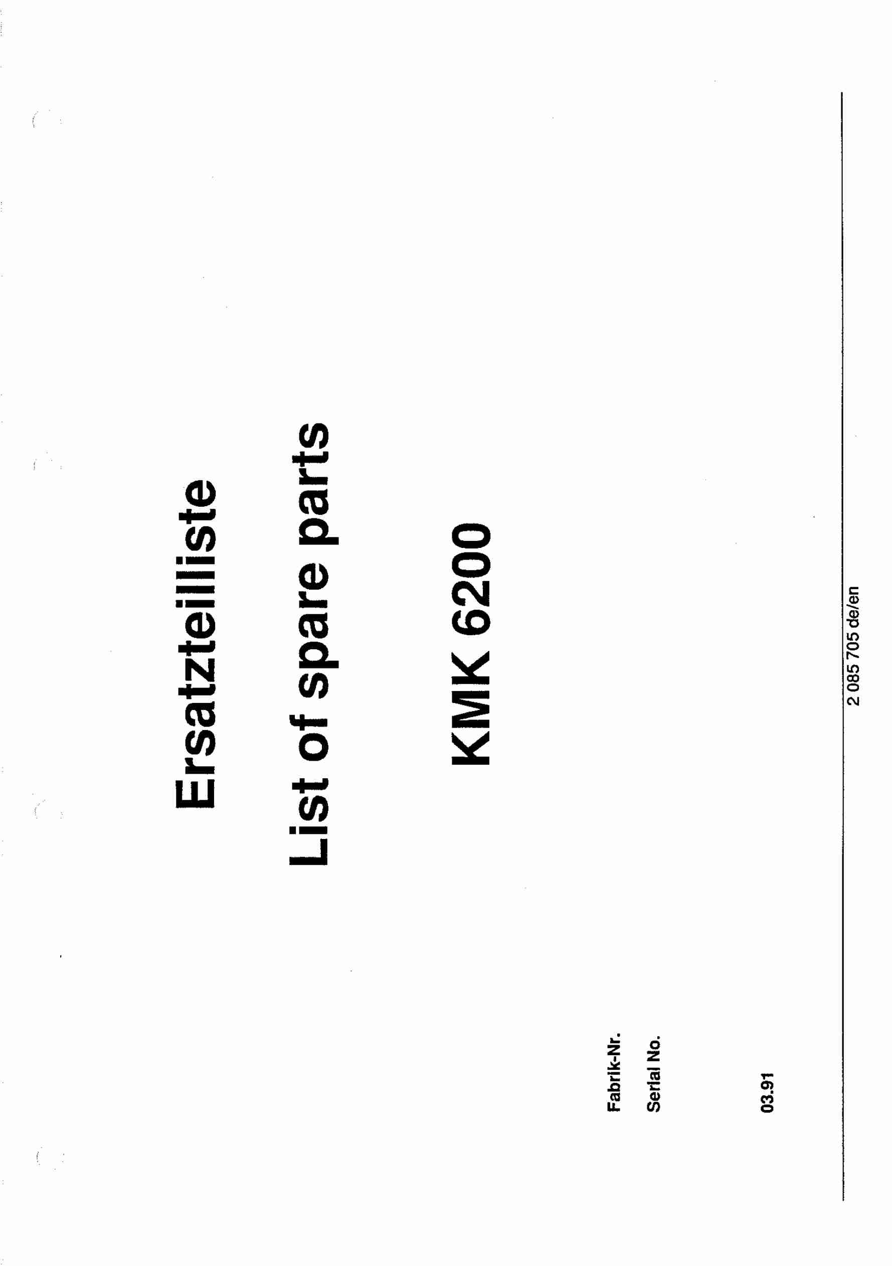 Krupp KMK 6200 Crane Spare Parts List 1991-03 DE EN