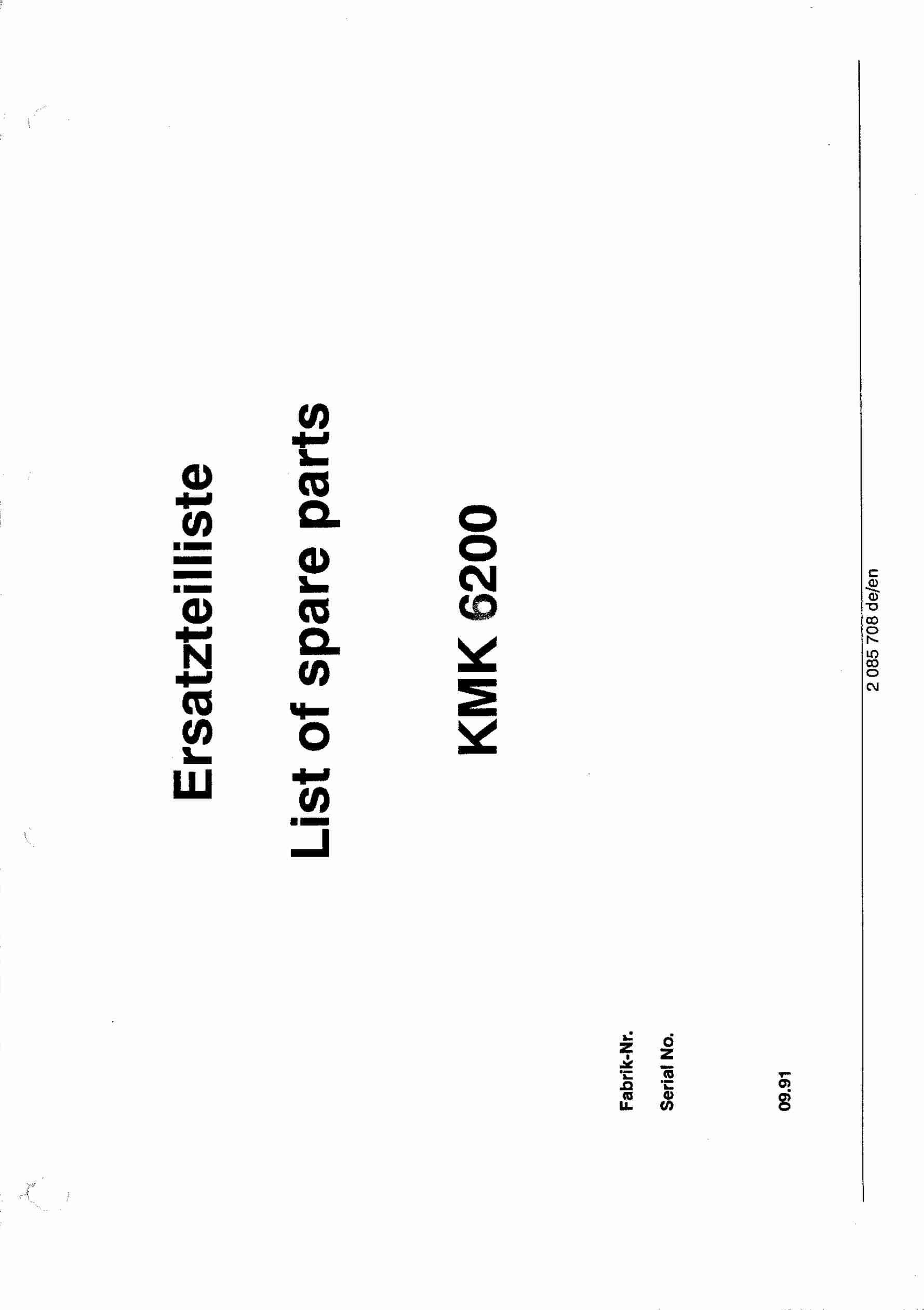 Krupp KMK 6200 Crane Spare Parts List 1991-09 DE EN