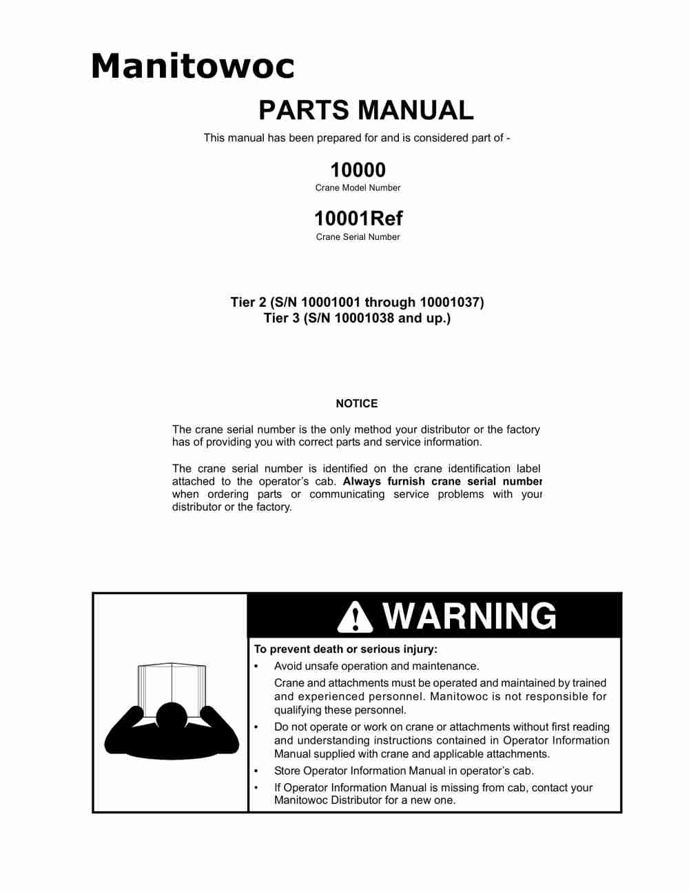 Manitowoc 10000 Crane Parts Manual 10001 2014