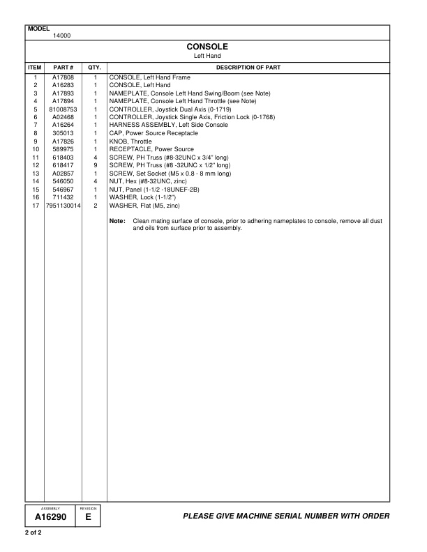 Alternative view of Manitowoc 14000 Crane Parts Manual 605127 2014