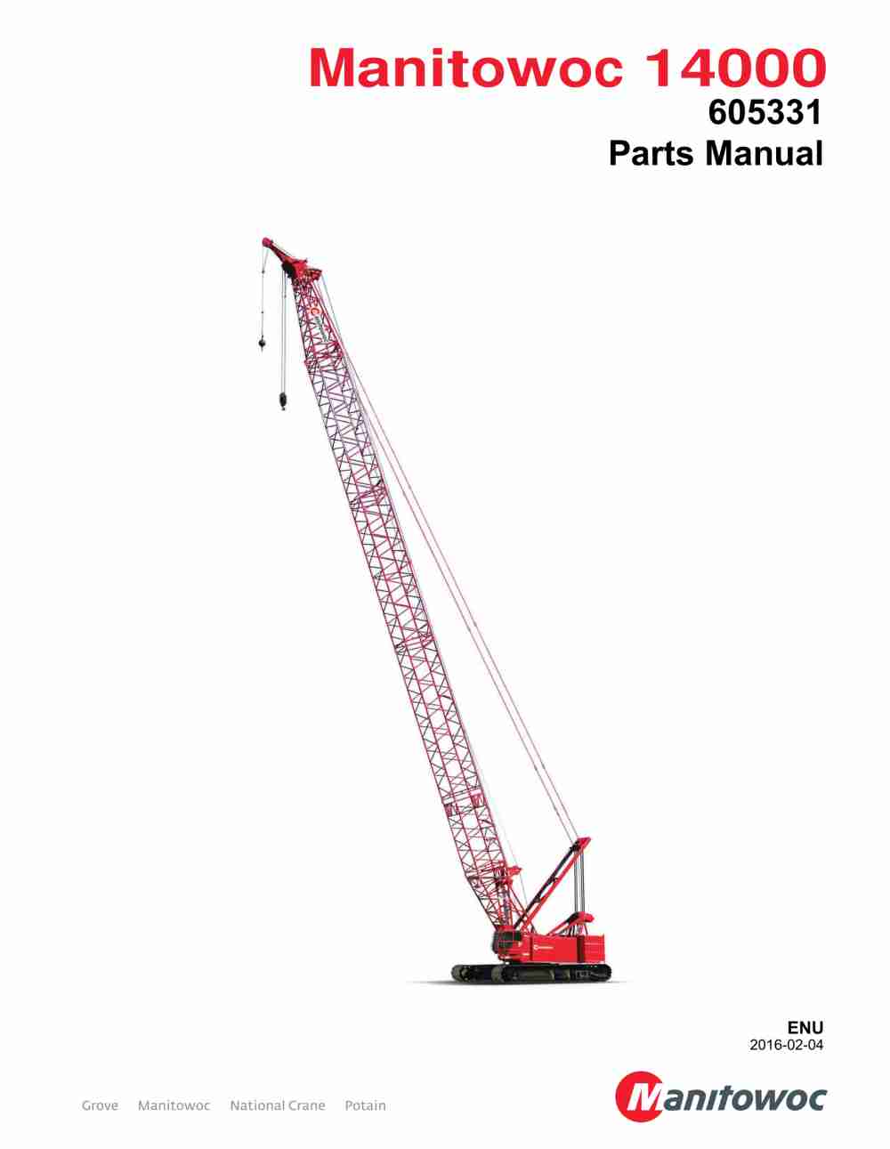 Manitowoc 14000 Crane Parts Manual 605331 2016