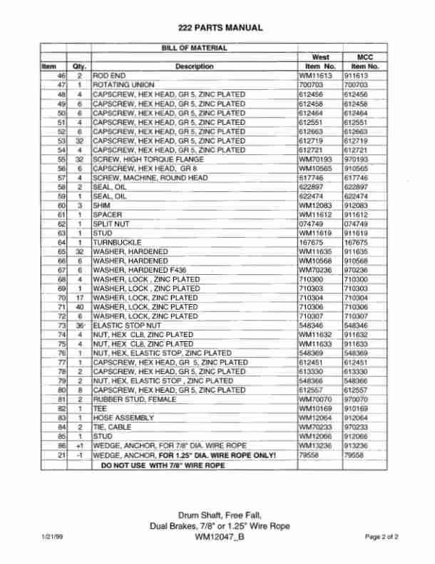 Manitowoc 222 Crane Parts Manual 899779 1999 2 Manitowoc 222 Crane Parts Manual 899779 1999-2