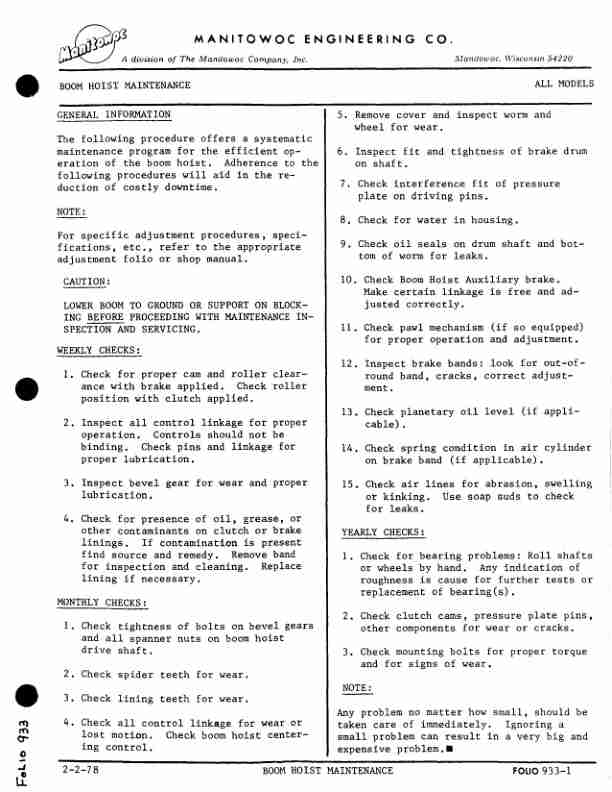 Alternative view of Manitowoc 3000 Crane Service Manual 3369 2016