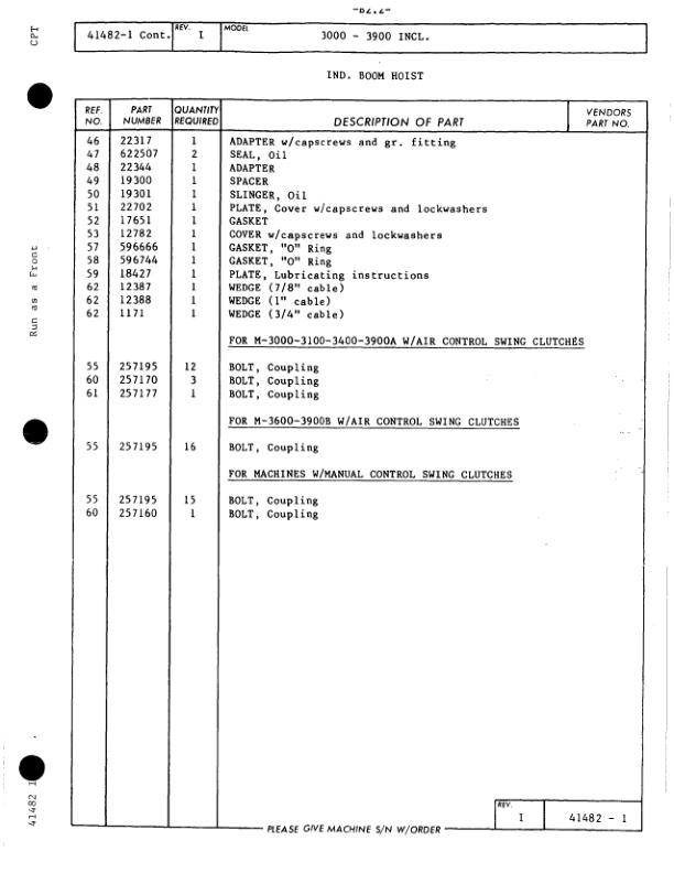Alternative view of Manitowoc 3900 Crane Parts Manual 39351 2011