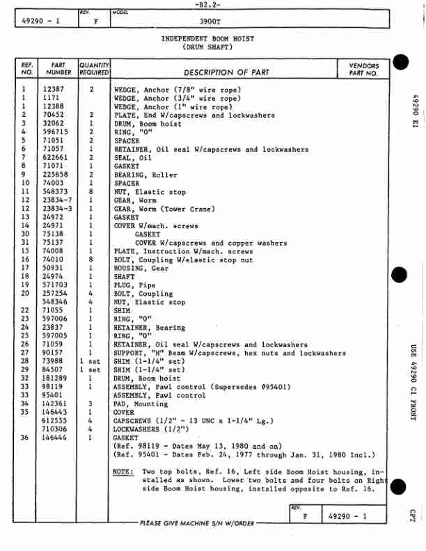 Alternative view of Manitowoc 3900T Crane Parts Manual 399016 2014