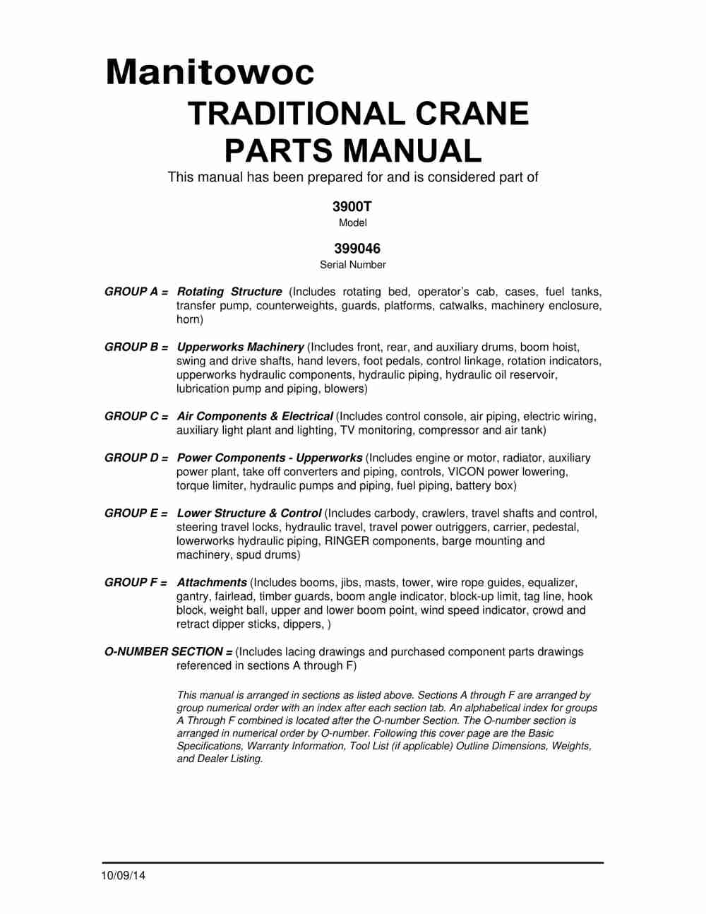 Manitowoc 3900T Crane Parts Manual 399046 2014 1 Manitowoc 3900T Crane Parts Manual 399046 2014