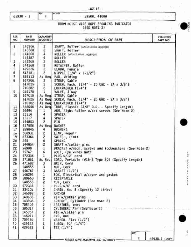 Alternative view of Manitowoc 4100W Crane Parts Manual 413050 2018
