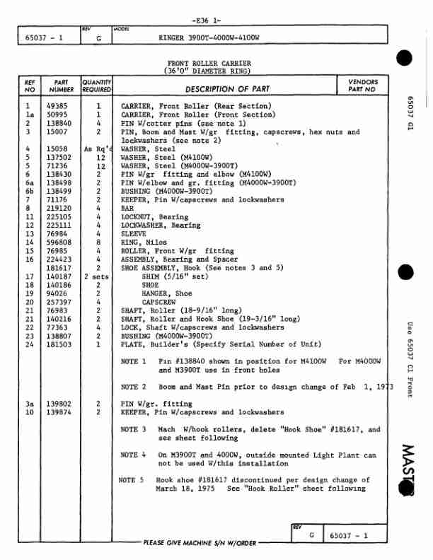Alternative view of Manitowoc 4100W S3 RINGER Crane Parts Manual 10184 2009