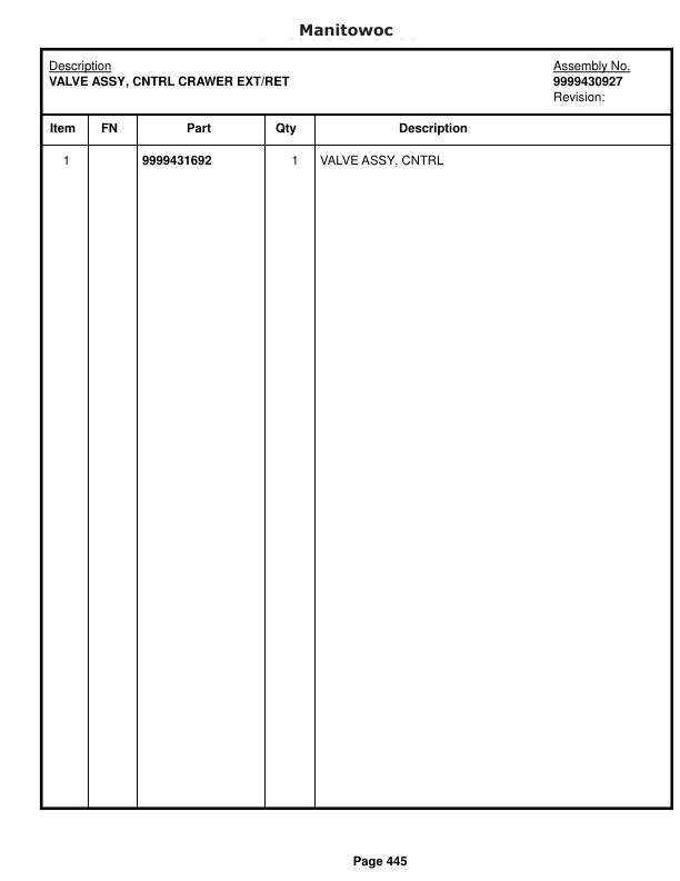 Manitowoc 8500E-1 Crane Parts Manual 8500E 2015 2 Manitowoc 8500E-1 Crane Parts Manual 8500E 2015-2