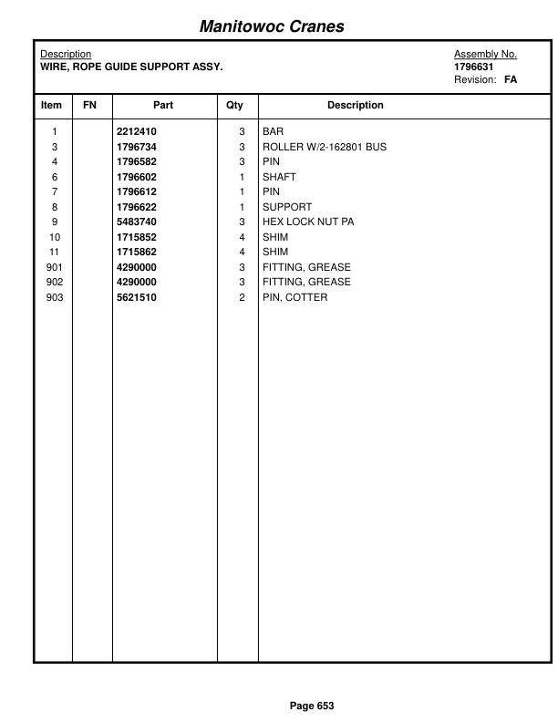 Manitowoc 999 Crane Parts Manual 9991368 2018 3 Manitowoc 999 Crane Parts Manual 9991368 2018-3
