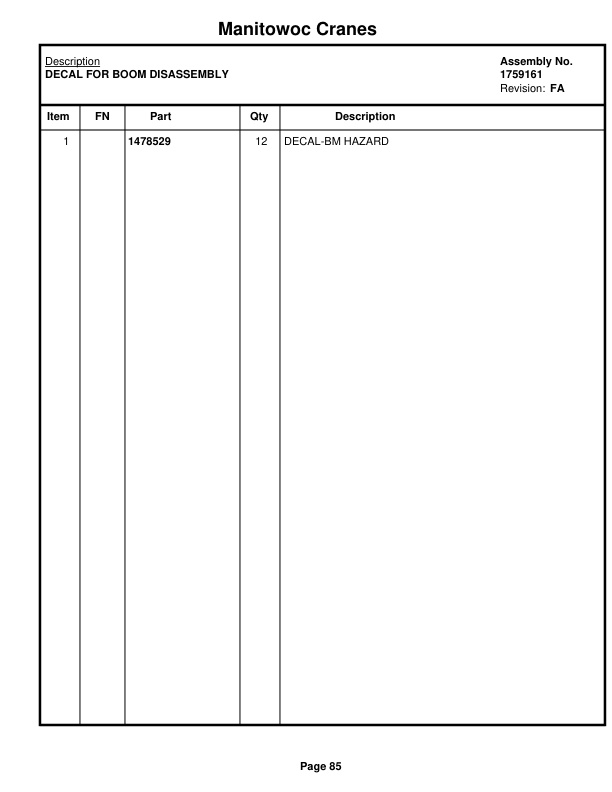 Manitowoc 999 LUFF Crane Parts Manual 9995102 2021 3 Manitowoc 999 LUFF Crane Parts Manual 9995102 2021-3