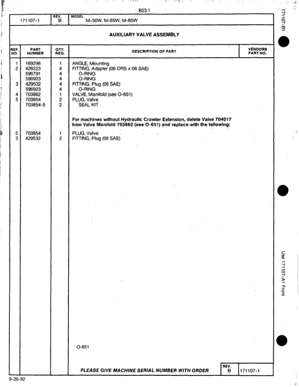 Alternative view of Manitowoc M-65W Crane Parts Manual 651005 2014