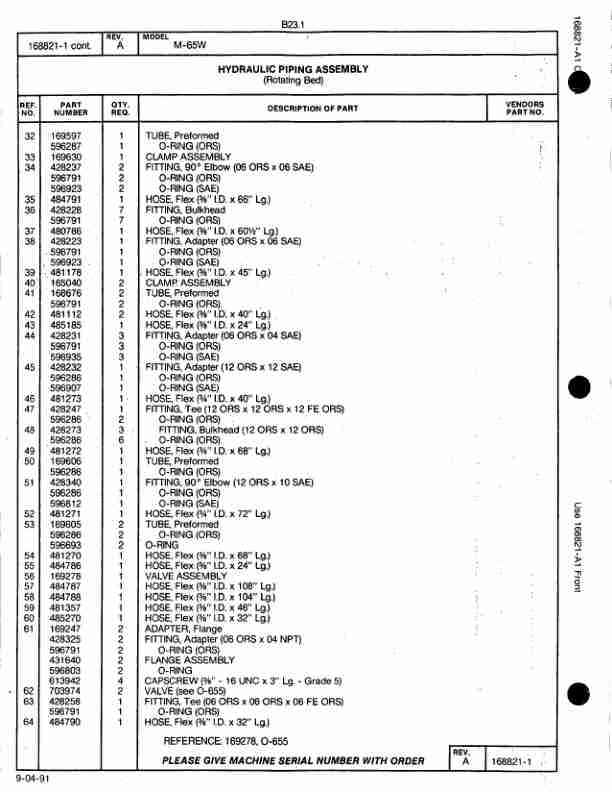 Alternative view of Manitowoc M-65W Crane Parts Manual 710271 2018