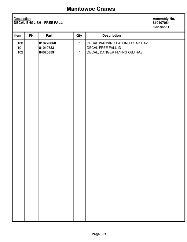 Manitowoc MLC165-1 Crane Parts Manual 91651111 2018 2 Manitowoc MLC165-1 Crane Parts Manual 91651111 2018-2
