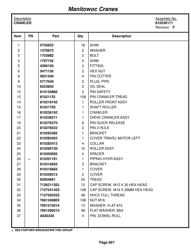Manitowoc MLC165 Crane Parts Manual 91651103 2015 3 Manitowoc MLC165 Crane Parts Manual 91651103 2015-3