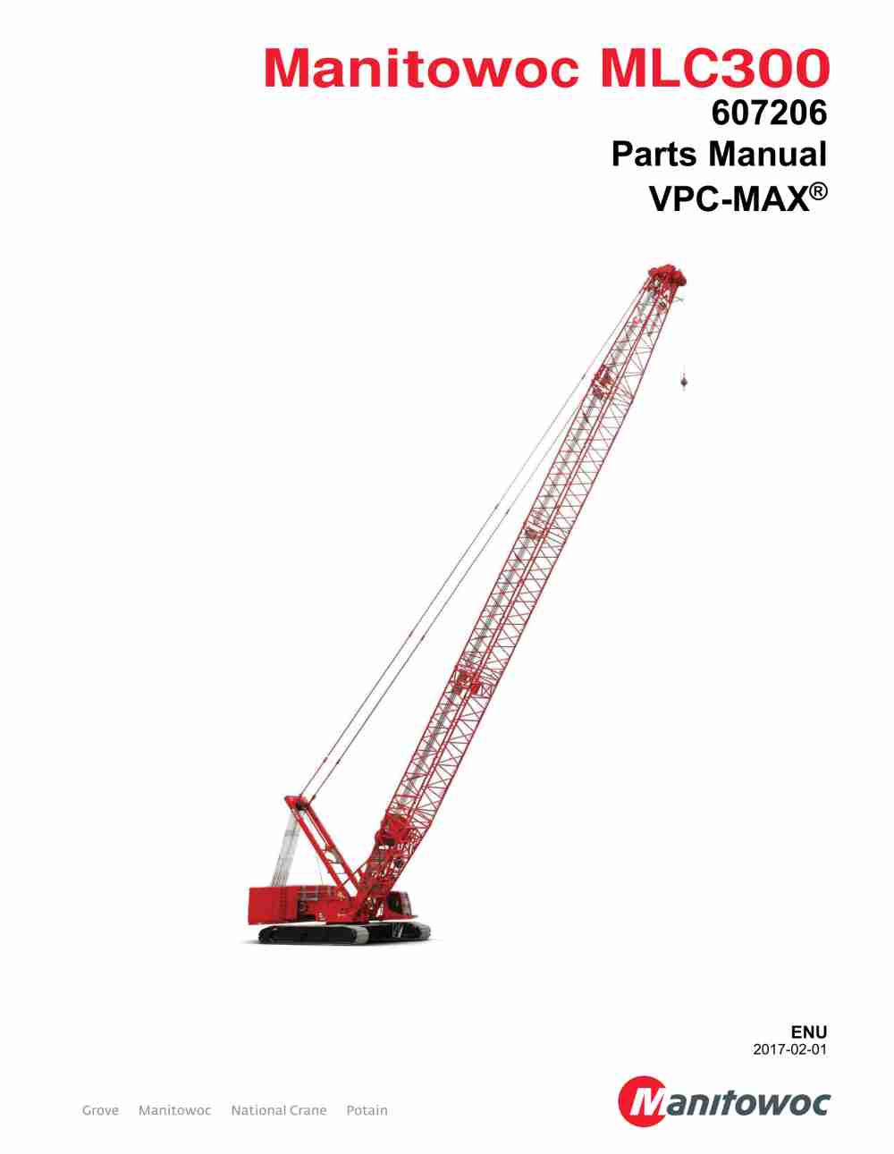Manitowoc MLC300VPC-MAX Crane Parts Manual 607206 2017