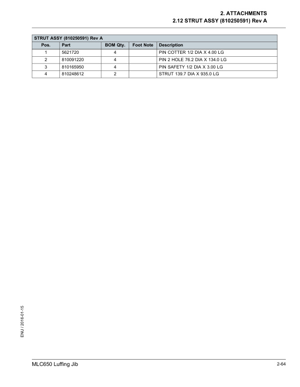 Alternative view of Manitowoc MLC650 Crane Parts Manual 604729 2016