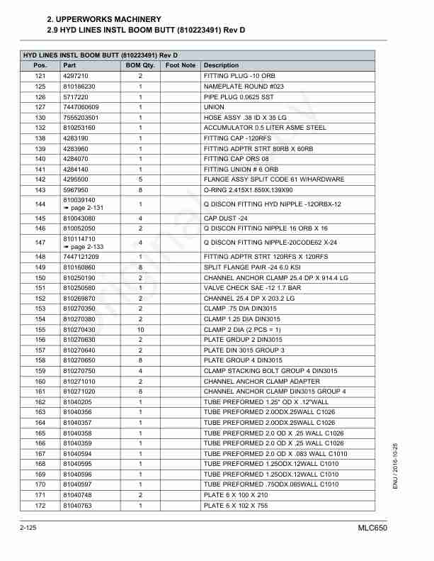 Alternative view of Manitowoc MLC650 Crane Parts Manual 605025 2016