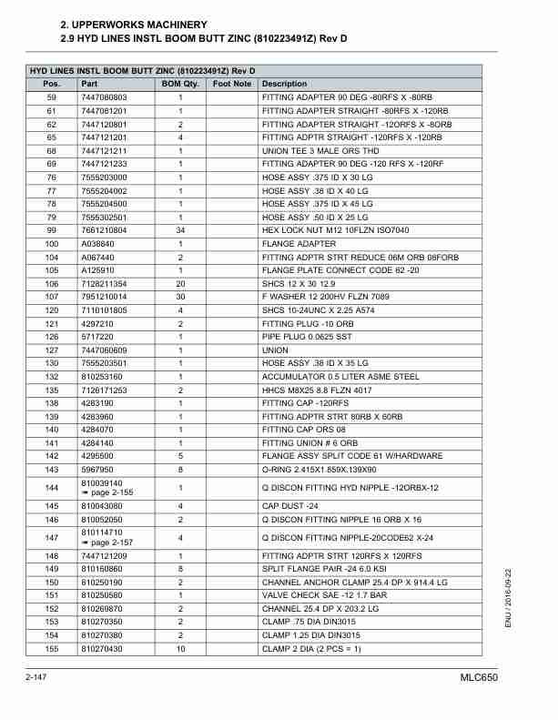 Alternative view of Manitowoc MLC650 Crane Parts Manual 606016 2016