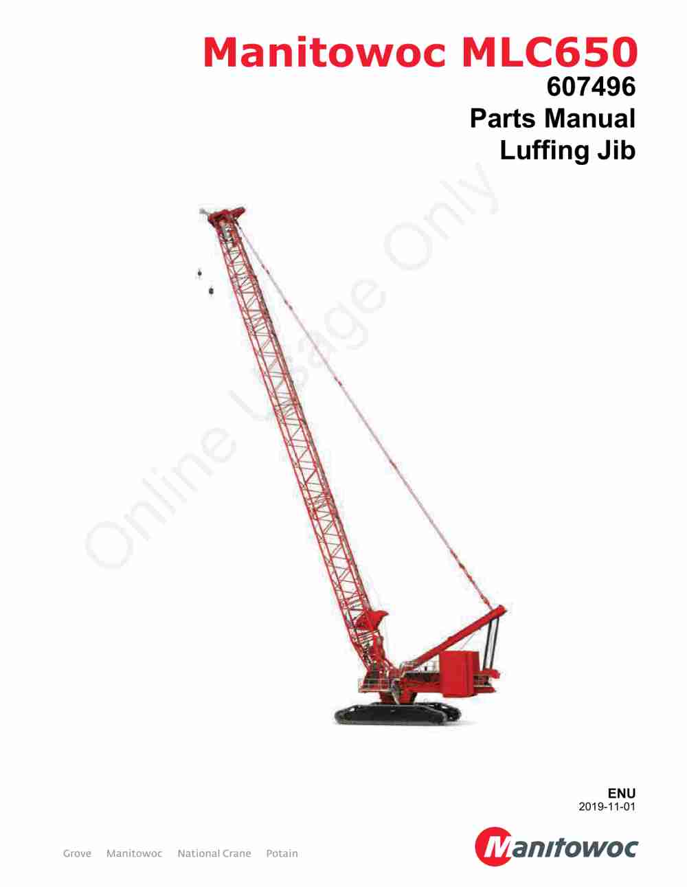 Manitowoc MLC650 Crane Parts Manual 607496 2019