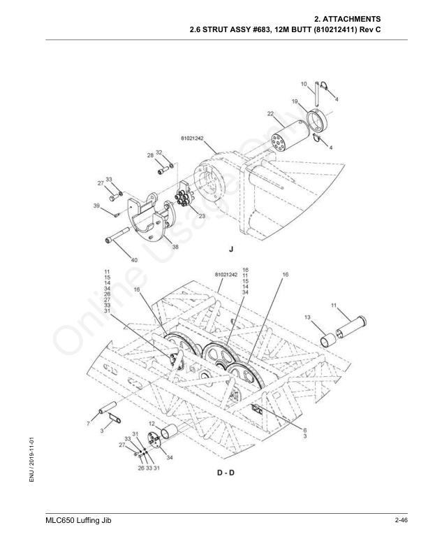 Alternative view of Manitowoc MLC650 Crane Parts Manual 607496 2019