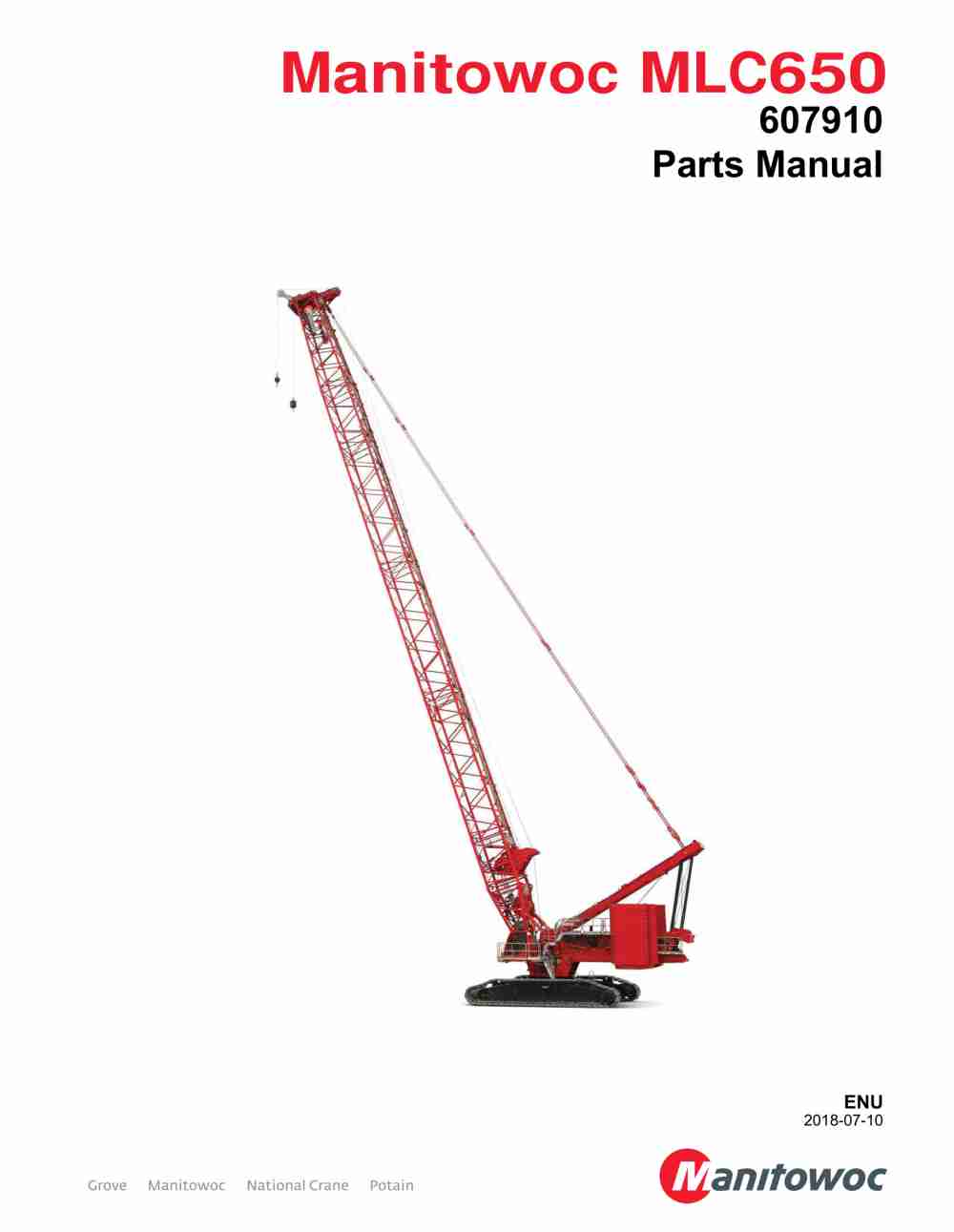 Manitowoc MLC650 Crane Parts Manual 607910 2018