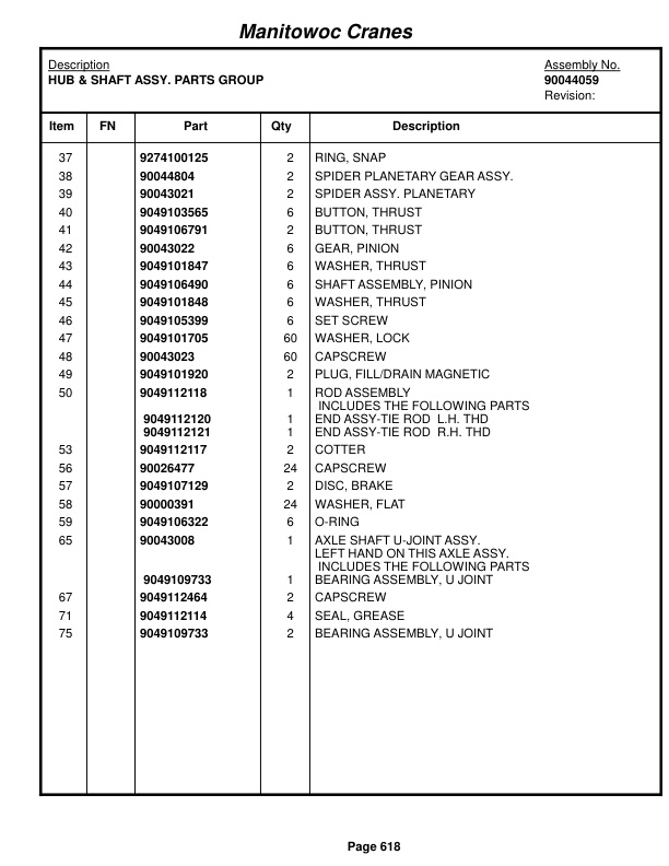 Grove GRT655L Crane Parts Manual 236164 2018-3