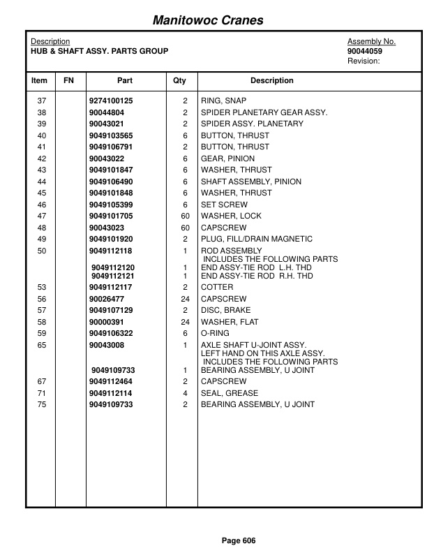 Grove GRT655L Crane Parts Manual 236165 2018-3