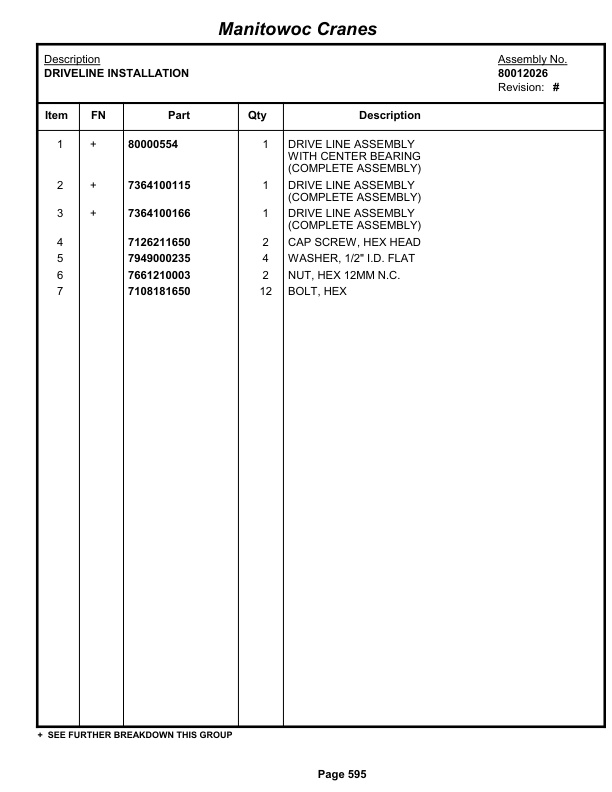 Grove RT600E Crane Parts Manual 229312 2013-3