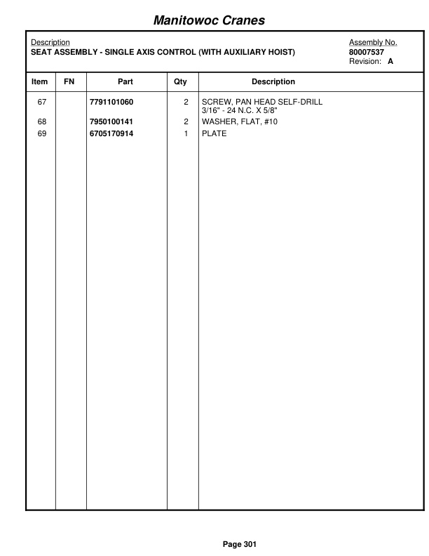 Grove RT600E Crane Parts Manual 232899 2012 2 Grove RT600E Crane Parts Manual 232899 2012-2