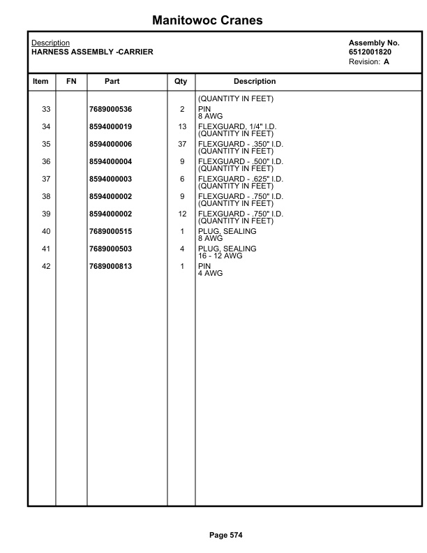 Grove RT630C Crane Parts Manual 79119 2020-3