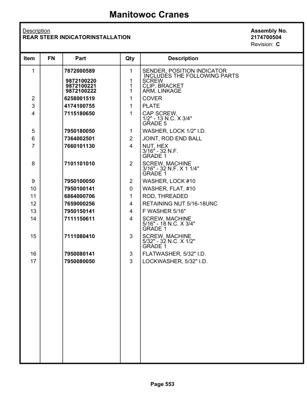 Grove RT635C Crane Parts Manual 83222 2022 3 Grove RT635C Crane Parts Manual 83222 2022-3