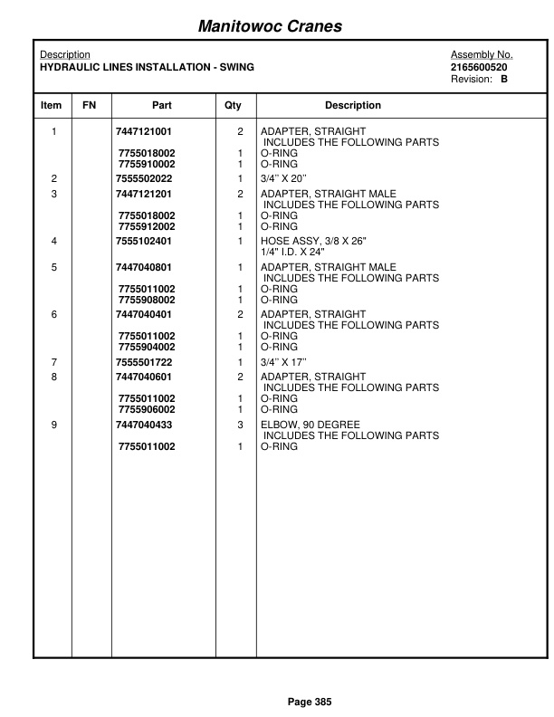 Grove RT635C Crane Parts Manual 83842 2009 2 Grove RT635C Crane Parts Manual 83842 2009-2