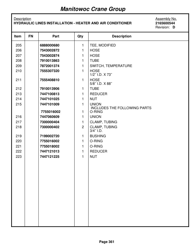 Grove RT635C Crane Parts Manual 87359 2005 2 Grove RT635C Crane Parts Manual 87359 2005-2