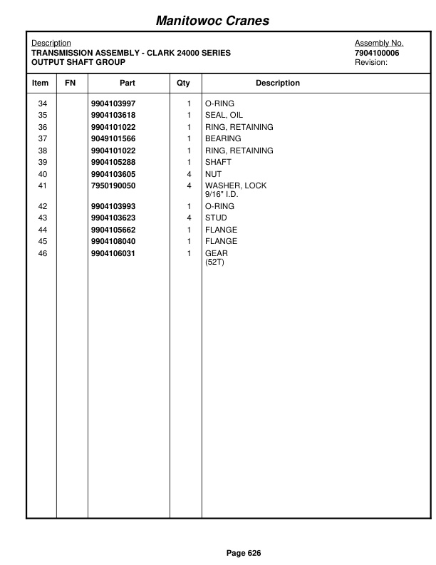 Grove RT650E Crane Parts Manual 221584 2010 3 Grove RT650E Crane Parts Manual 221584 2010-3