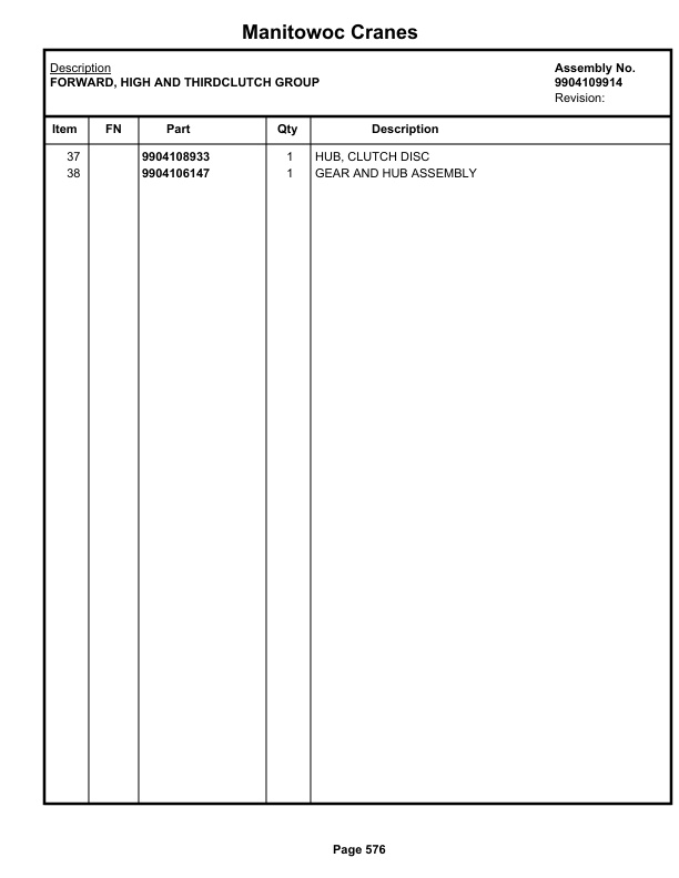 Grove RT650E Crane Parts Manual 223681 2019 3 Grove RT650E Crane Parts Manual 223681 2019-3