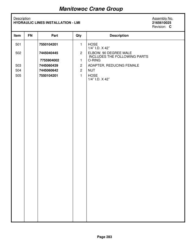 Grove RT650E Crane Parts Manual 224500 2005 2 Grove RT650E Crane Parts Manual 224500 2005-2