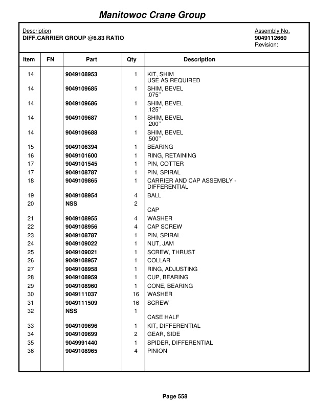 Grove RT650E Crane Parts Manual 225105 2006 3 Grove RT650E Crane Parts Manual 225105 2006-3