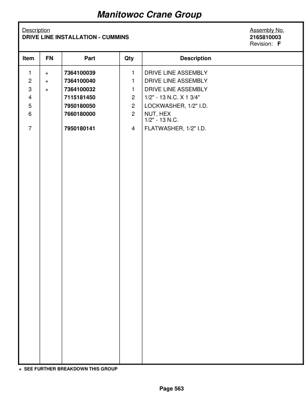 Grove RT650E Crane Parts Manual 225969 2006 3 Grove RT650E Crane Parts Manual 225969 2006-3