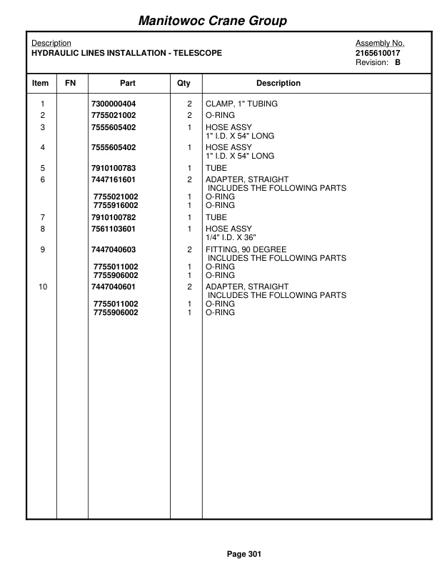 Grove RT650E Crane Parts Manual 225982 2007 2 Grove RT650E Crane Parts Manual 225982 2007-2