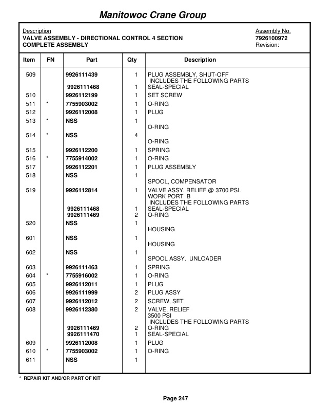 Grove RT650E Crane Parts Manual 226302 2007 2 Grove RT650E Crane Parts Manual 226302 2007-2